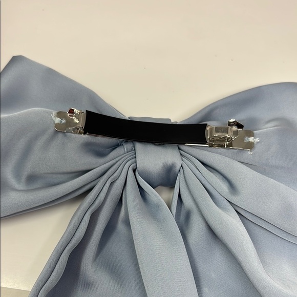 Powder Blue Satin Hair Bow Accessory - Picture 5 of 6